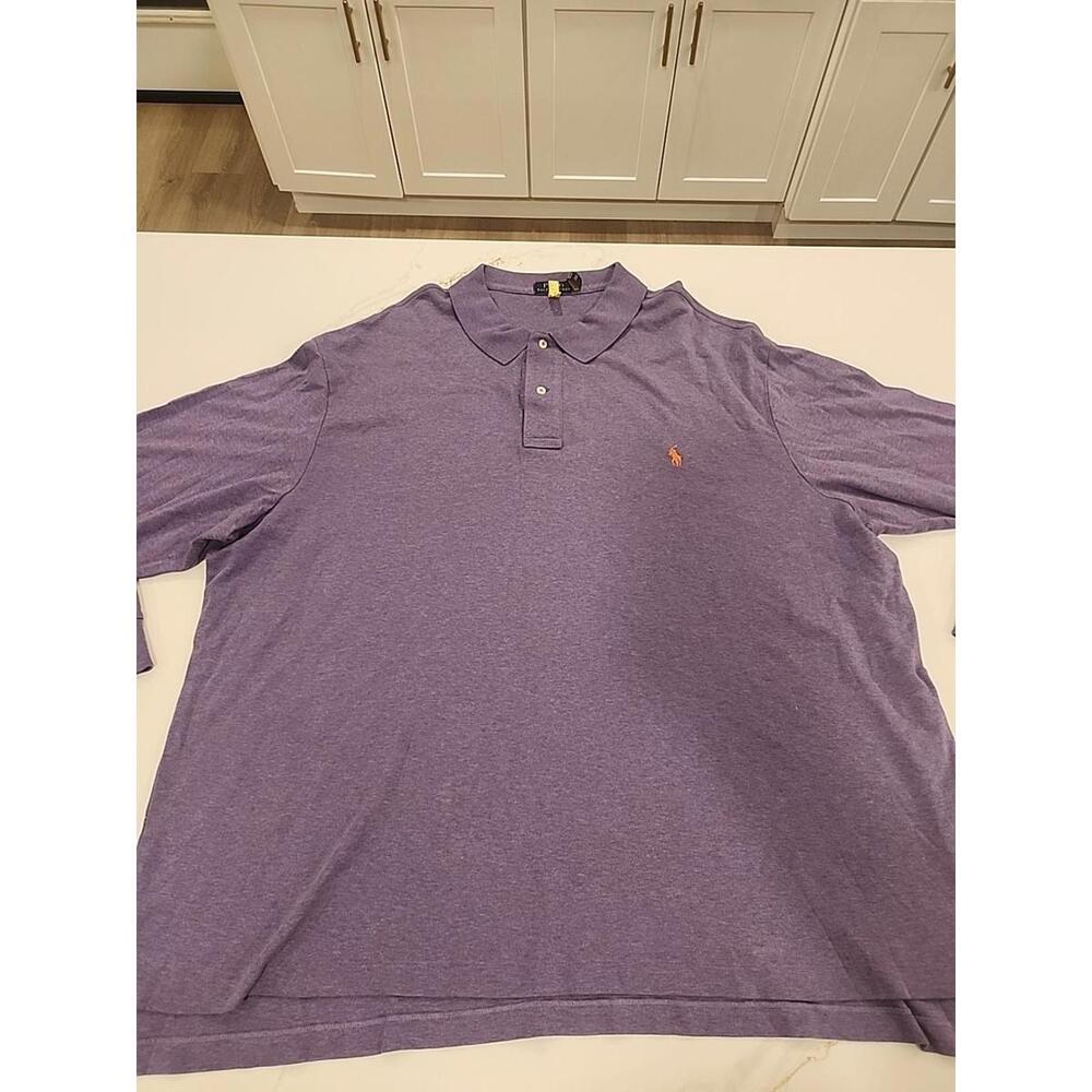 Polo Ralph Lauren Men Long Sleeve Purple Soft Touch Polo Shirts4XL Dry Cleaned